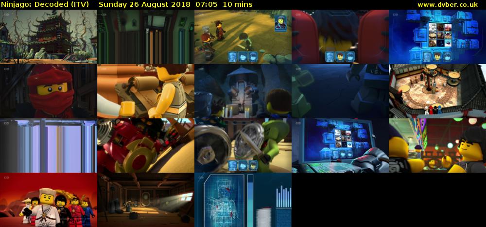 Ninjago: Decoded (ITV) Sunday 26 August 2018 07:05 - 07:15