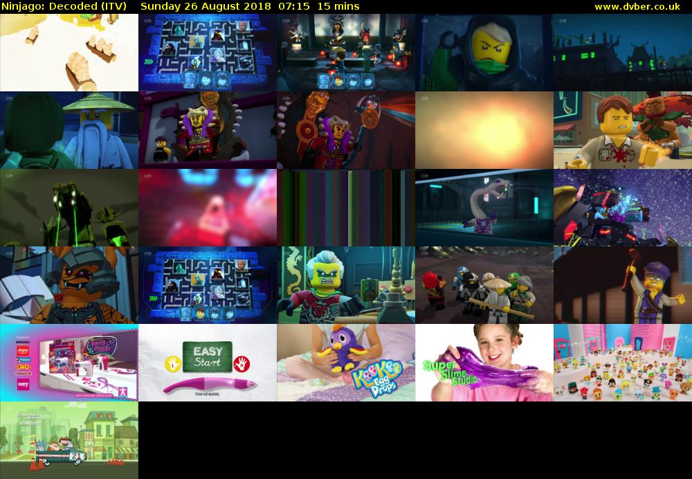 Ninjago: Decoded (ITV) Sunday 26 August 2018 07:15 - 07:30