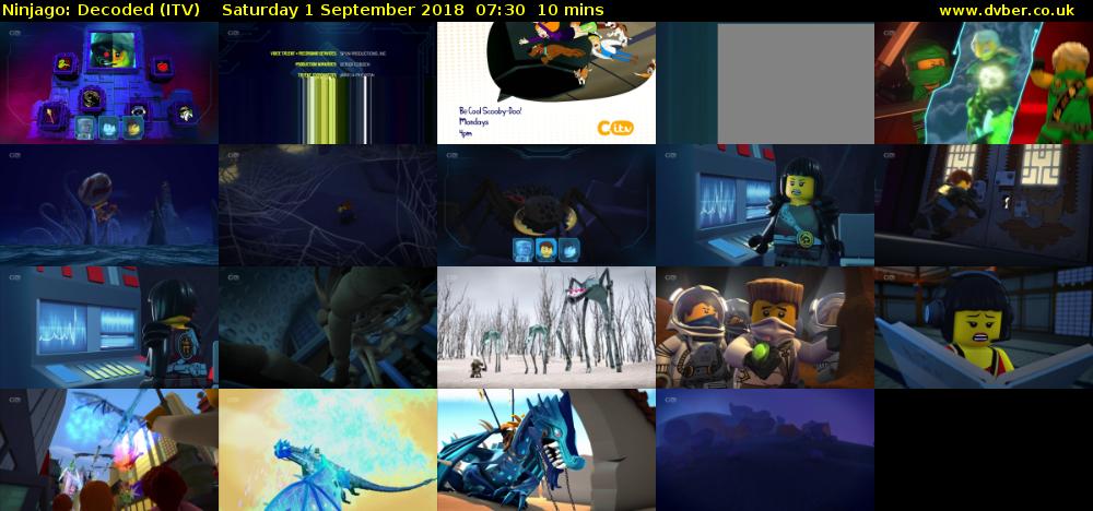 Ninjago: Decoded (ITV) Saturday 1 September 2018 07:30 - 07:40