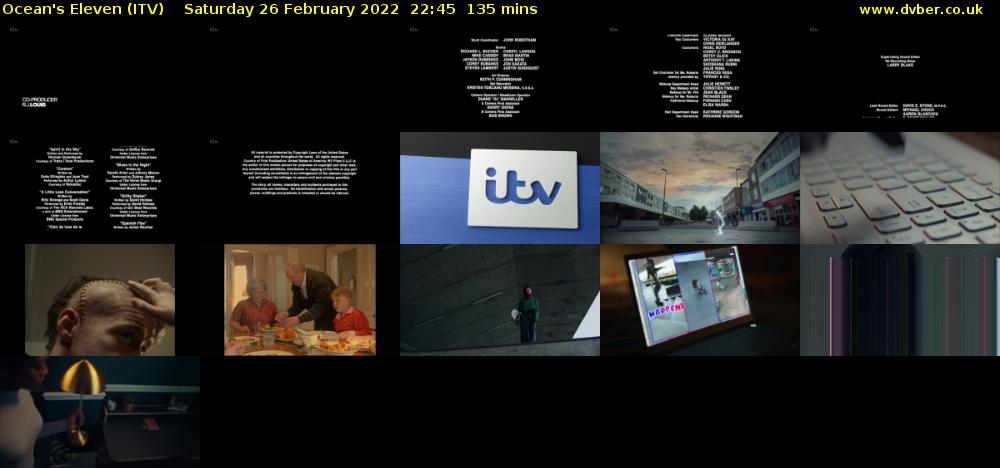 Ocean's Eleven (ITV) Saturday 26 February 2022 22:45 - 01:00