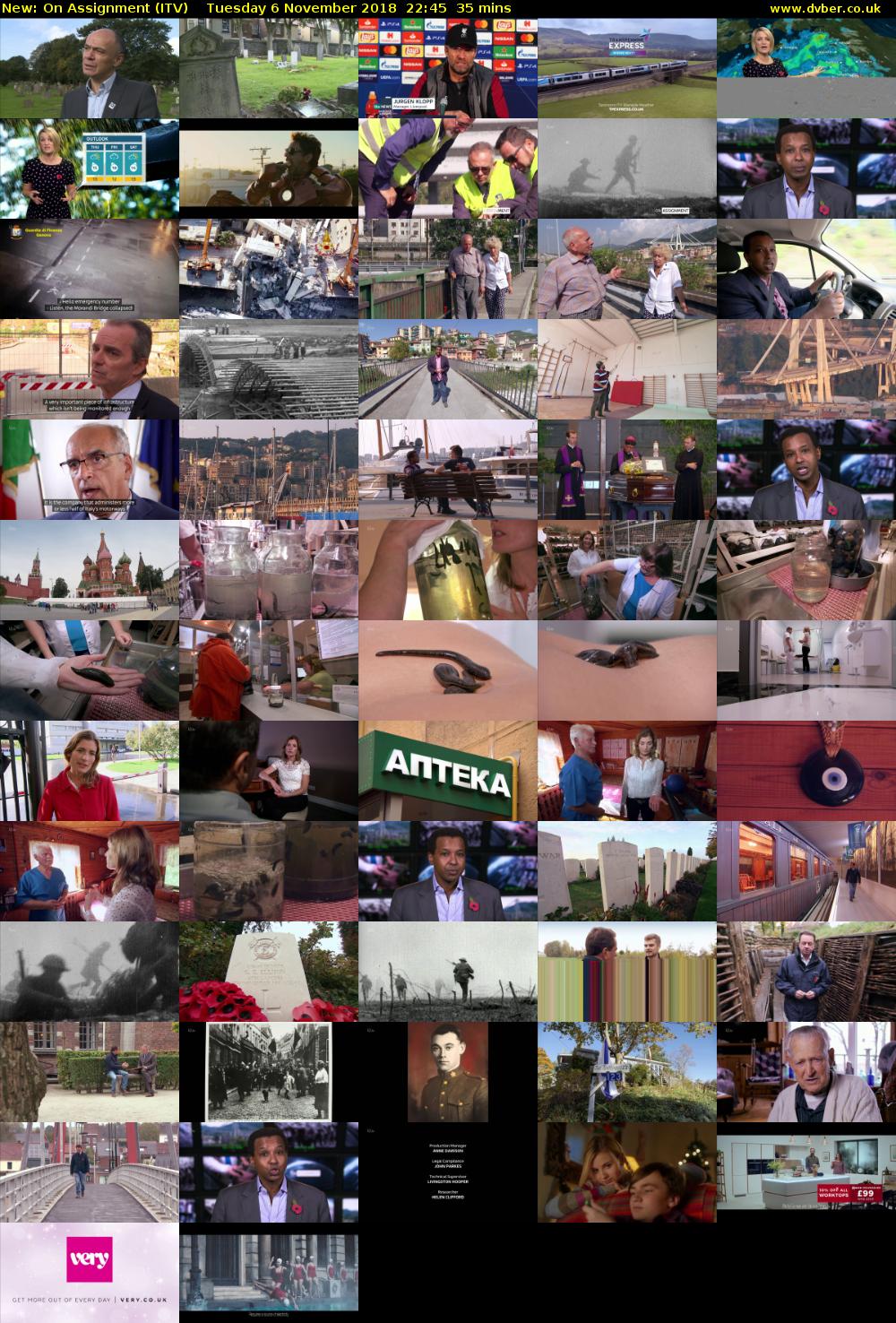 On Assignment (ITV) Tuesday 6 November 2018 22:45 - 23:20