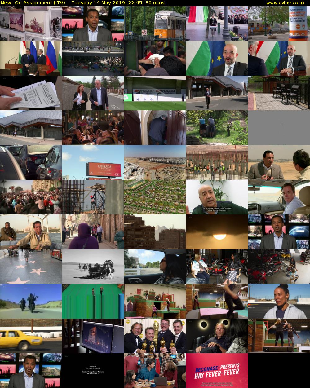 On Assignment (ITV) Tuesday 14 May 2019 22:45 - 23:15