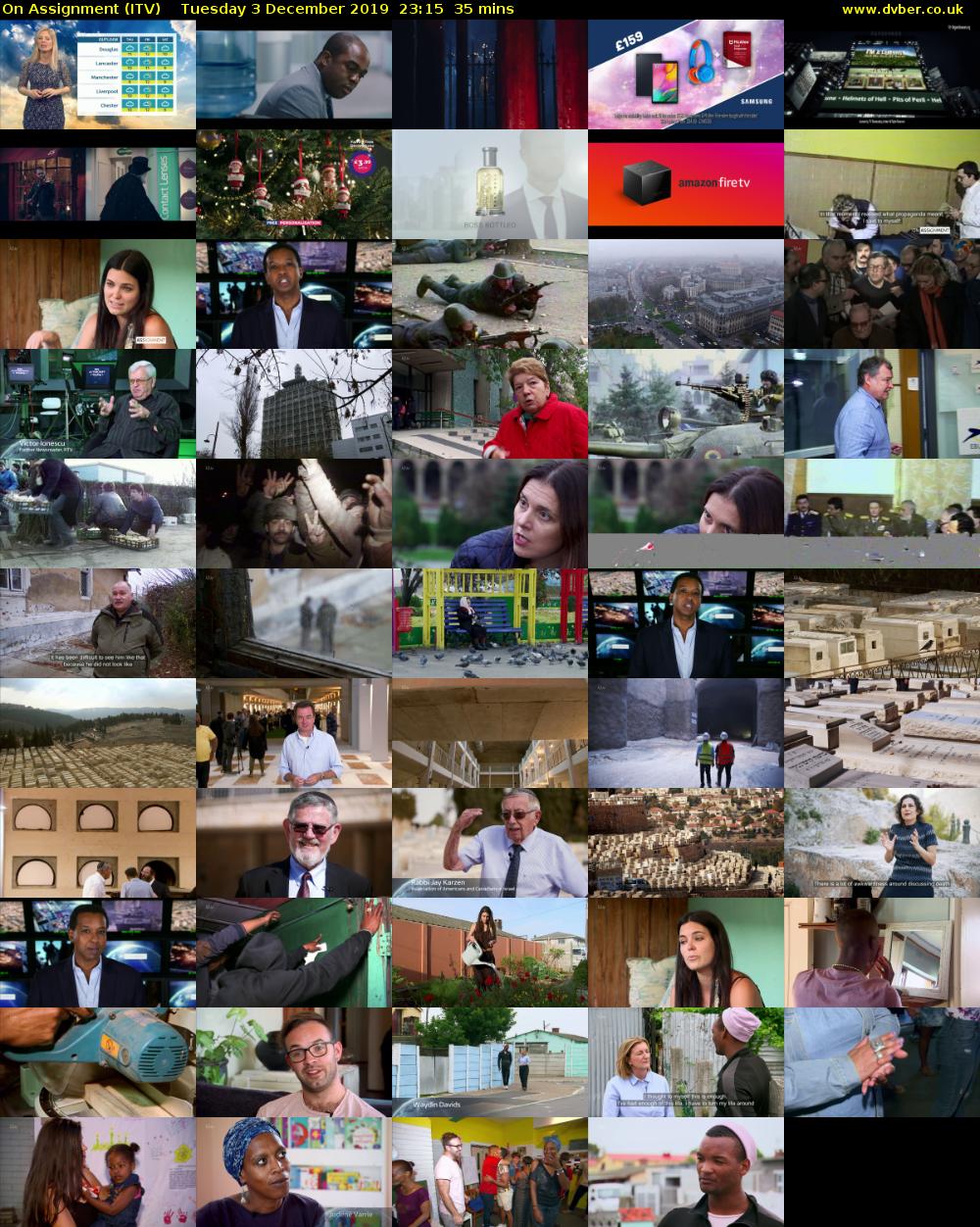 On Assignment (ITV) Tuesday 3 December 2019 23:15 - 23:50
