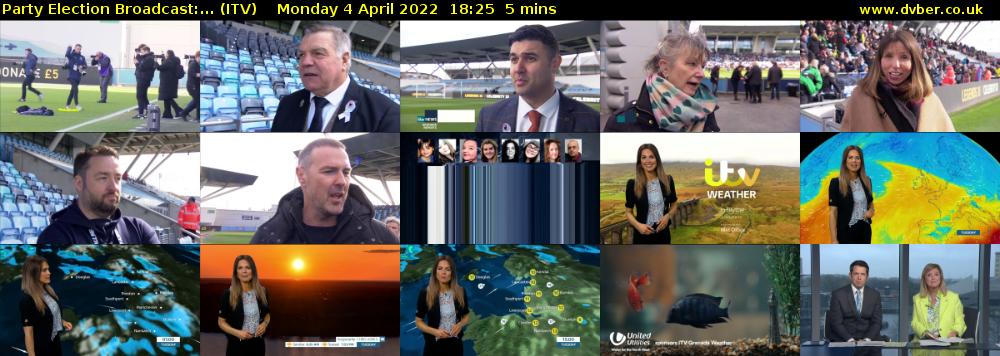 Party Election Broadcast:... (ITV) Monday 4 April 2022 18:25 - 18:30