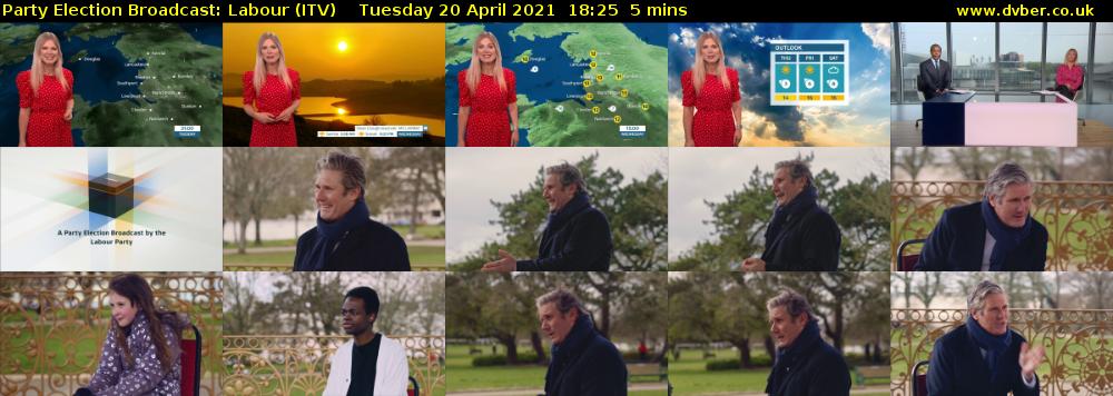 Party Election Broadcast: Labour (ITV) Tuesday 20 April 2021 18:25 - 18:30