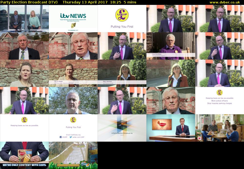 Party Election Broadcast (ITV) Thursday 13 April 2017 18:25 - 18:30