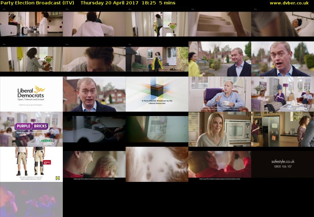 Party Election Broadcast (ITV) Thursday 20 April 2017 18:25 - 18:30