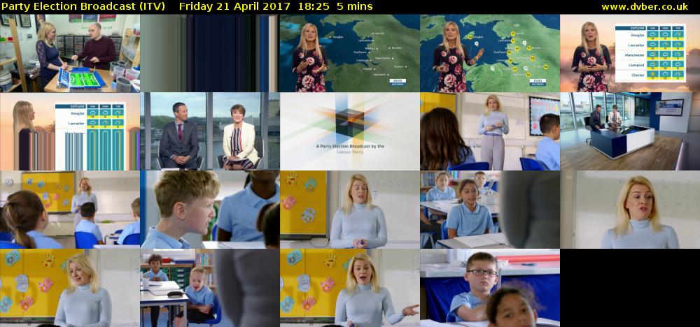 Party Election Broadcast (ITV) Friday 21 April 2017 18:25 - 18:30