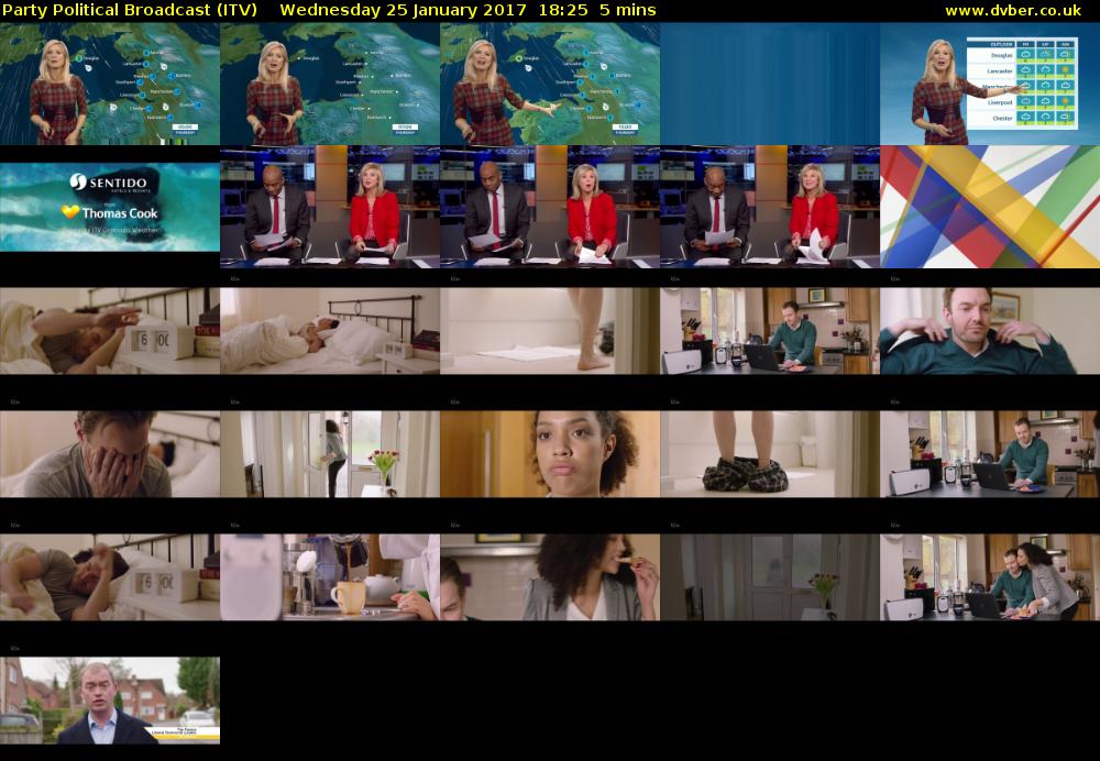 Party Political Broadcast (ITV) Wednesday 25 January 2017 18:25 - 18:30