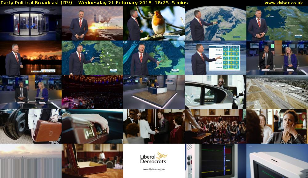 Party Political Broadcast (ITV) Wednesday 21 February 2018 18:25 - 18:30