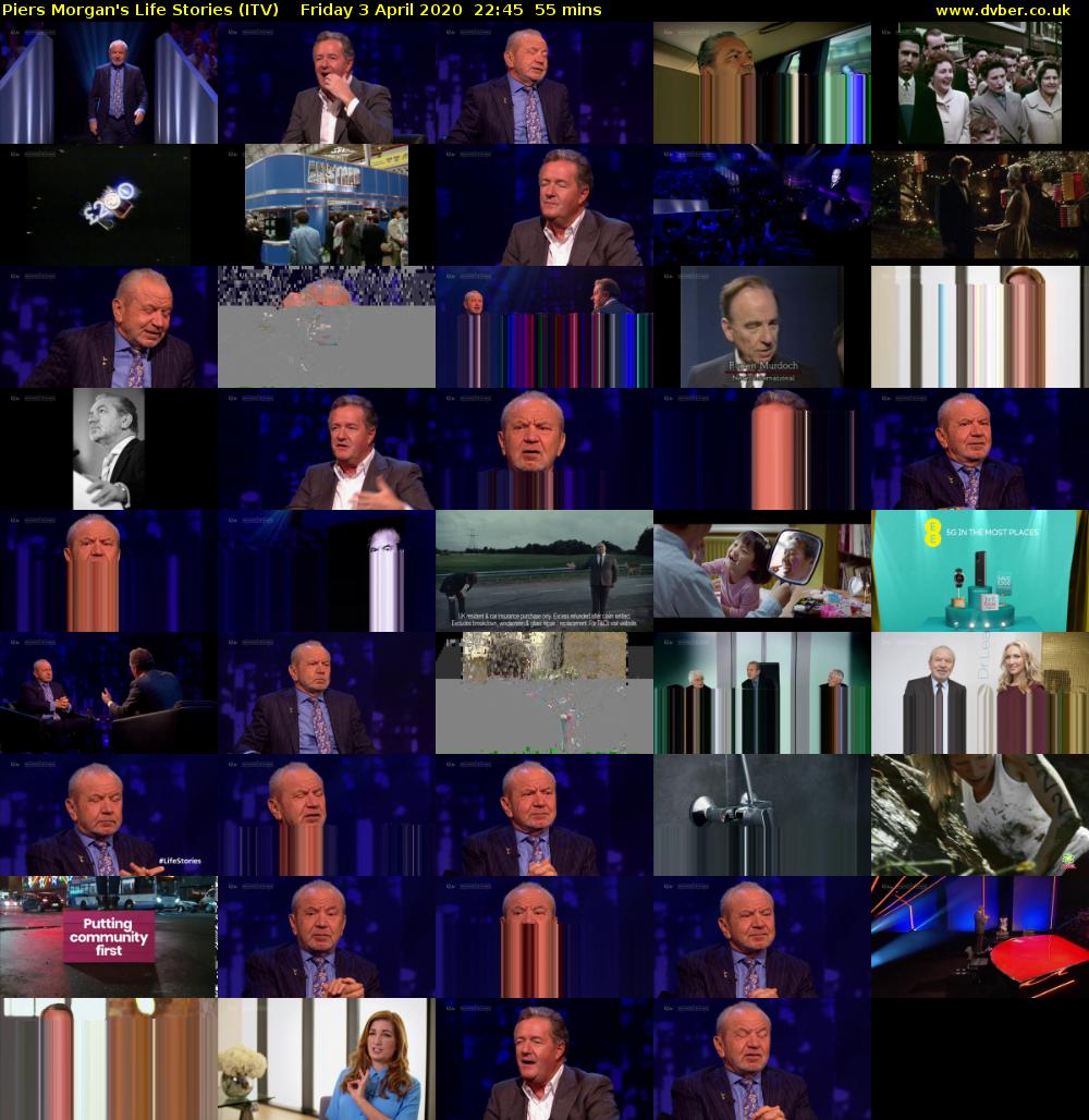 Piers Morgan's Life Stories (ITV) Friday 3 April 2020 22:45 - 23:40