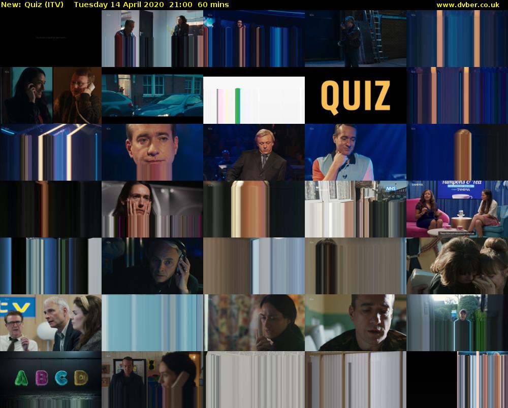 Quiz (ITV) Tuesday 14 April 2020 21:00 - 22:00