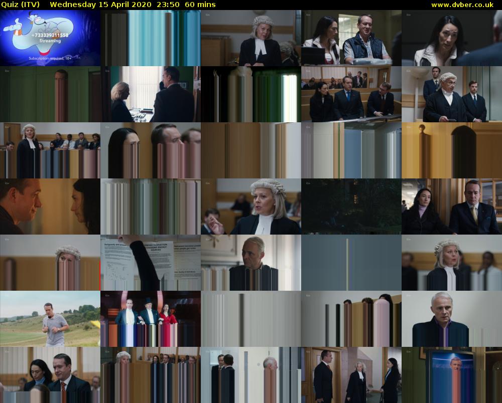 Quiz (ITV) Wednesday 15 April 2020 23:50 - 00:50