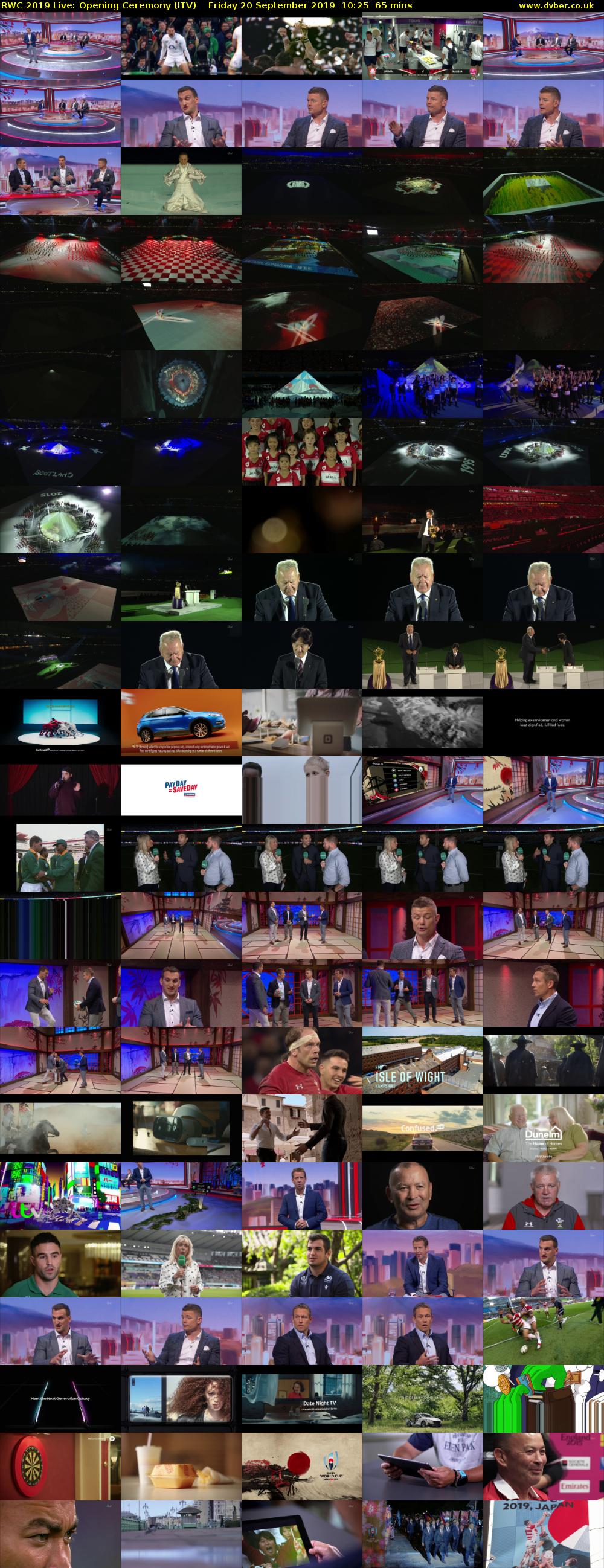 RWC 2019 Live: Opening Ceremony (ITV) Friday 20 September 2019 10:25 - 11:30