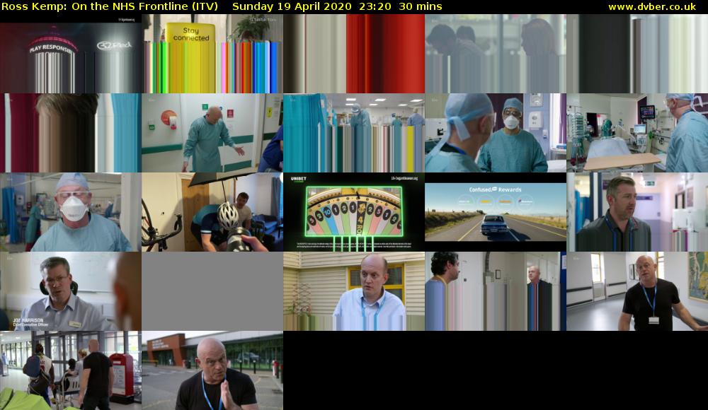 Ross Kemp: On the NHS Frontline (ITV) Sunday 19 April 2020 23:20 - 23:50