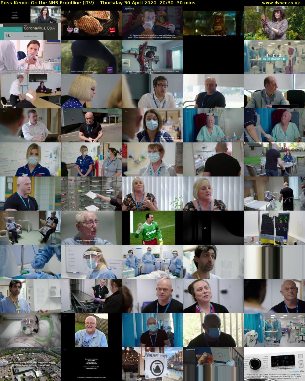 Ross Kemp: On the NHS Frontline (ITV) Thursday 30 April 2020 20:30 - 21:00