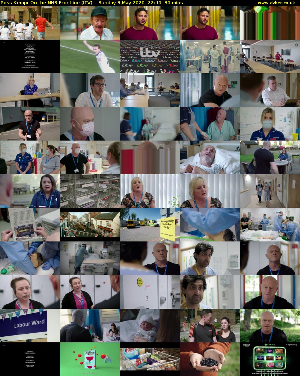 Ross Kemp: On the NHS Frontline (ITV) Sunday 3 May 2020 22:40 - 23:10