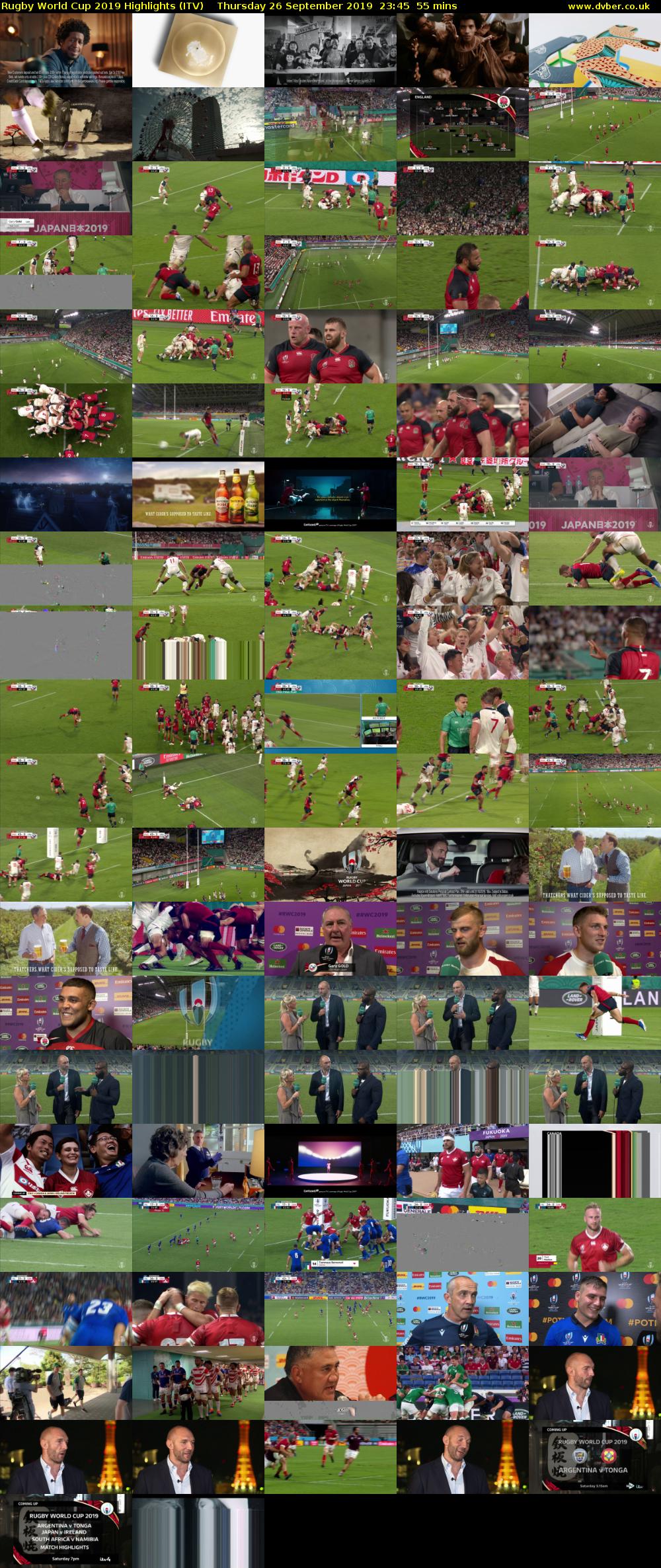 Rugby World Cup 2019 Highlights (ITV) Thursday 26 September 2019 23:45 - 00:40