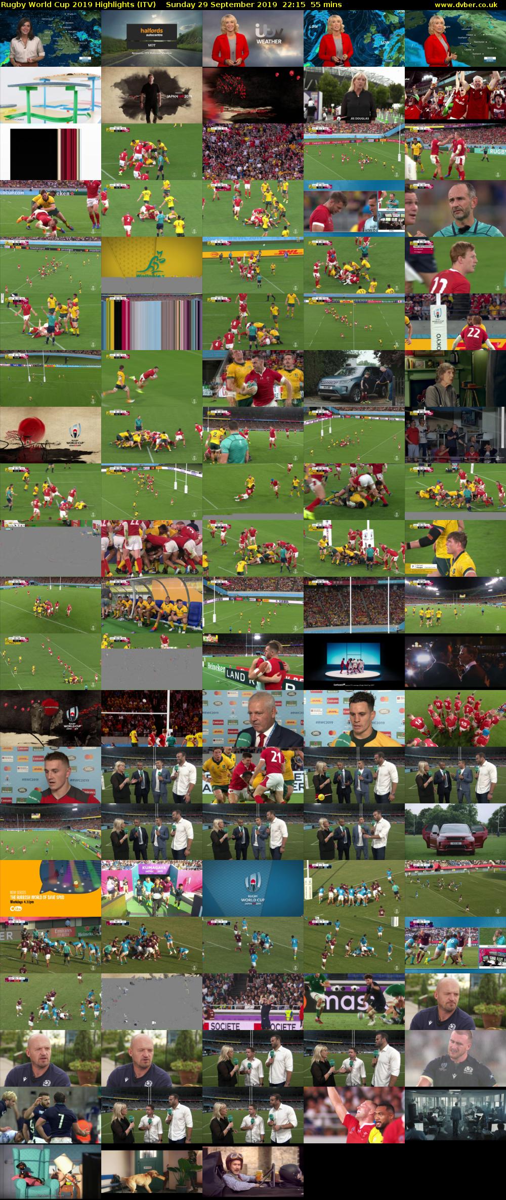 Rugby World Cup 2019 Highlights (ITV) Sunday 29 September 2019 22:15 - 23:10
