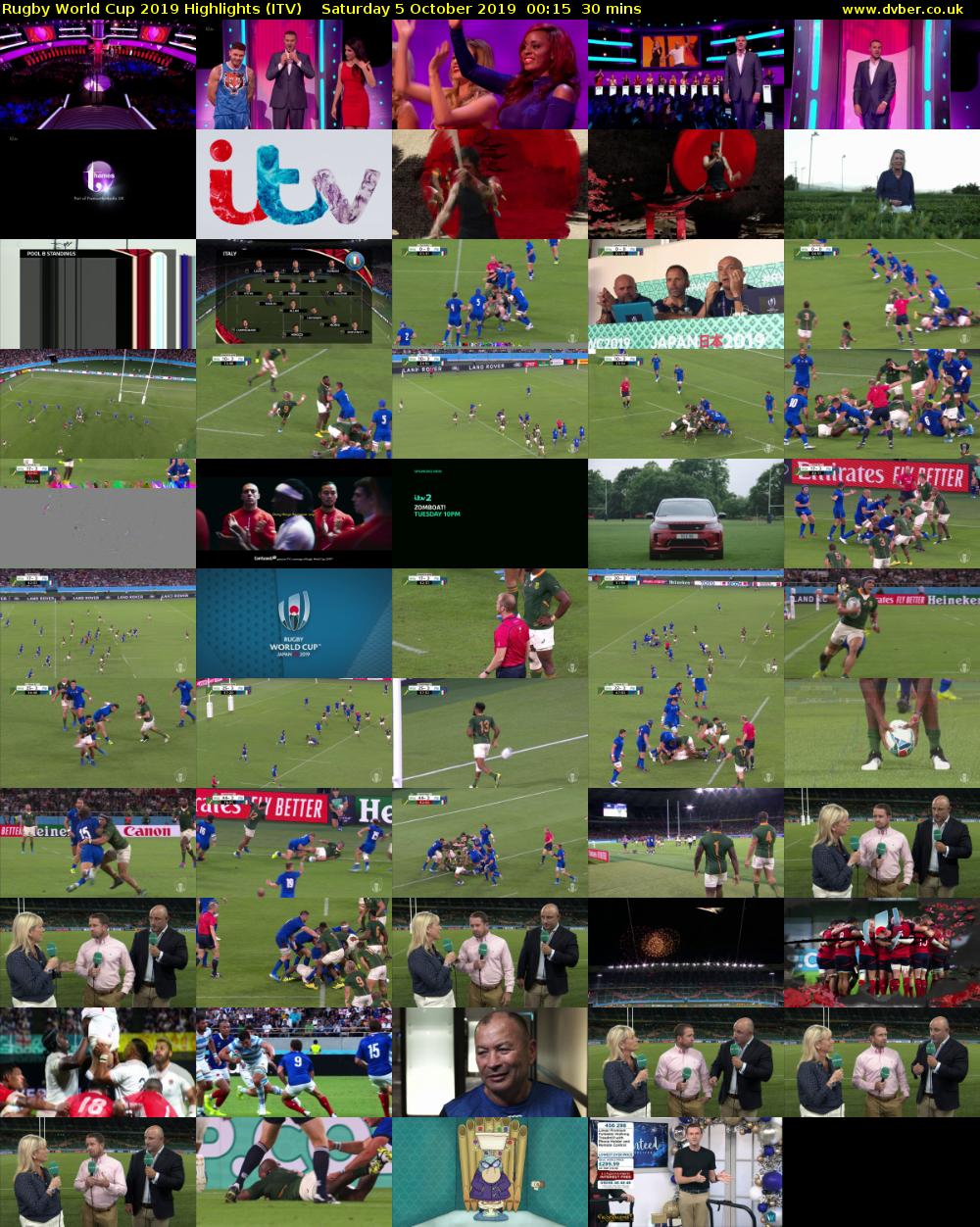 Rugby World Cup 2019 Highlights (ITV) Saturday 5 October 2019 00:15 - 00:45