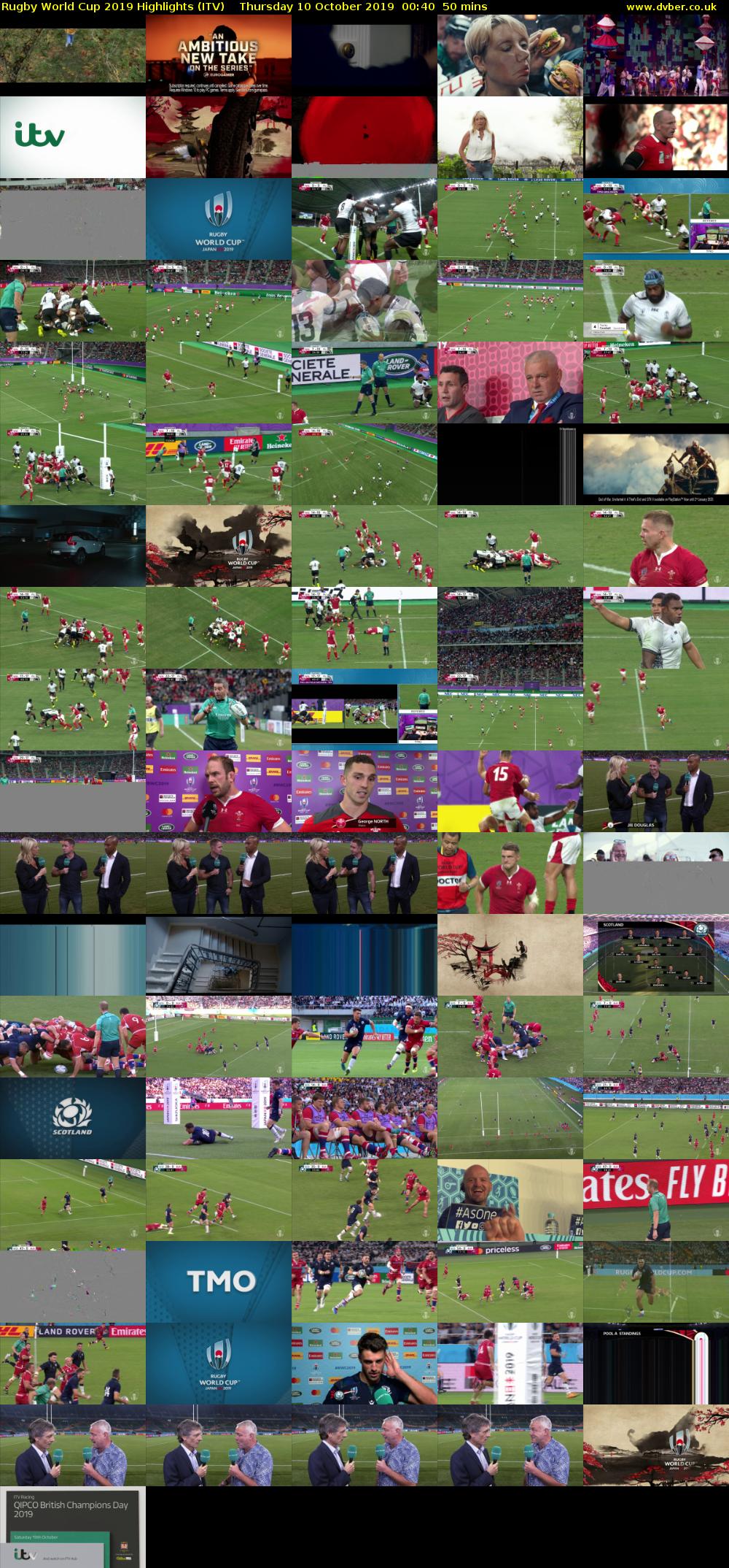 Rugby World Cup 2019 Highlights (ITV) Thursday 10 October 2019 00:40 - 01:30