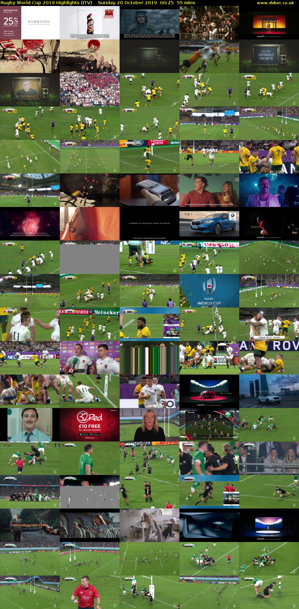 Rugby World Cup 2019 Highlights (ITV) Sunday 20 October 2019 00:25 - 01:20