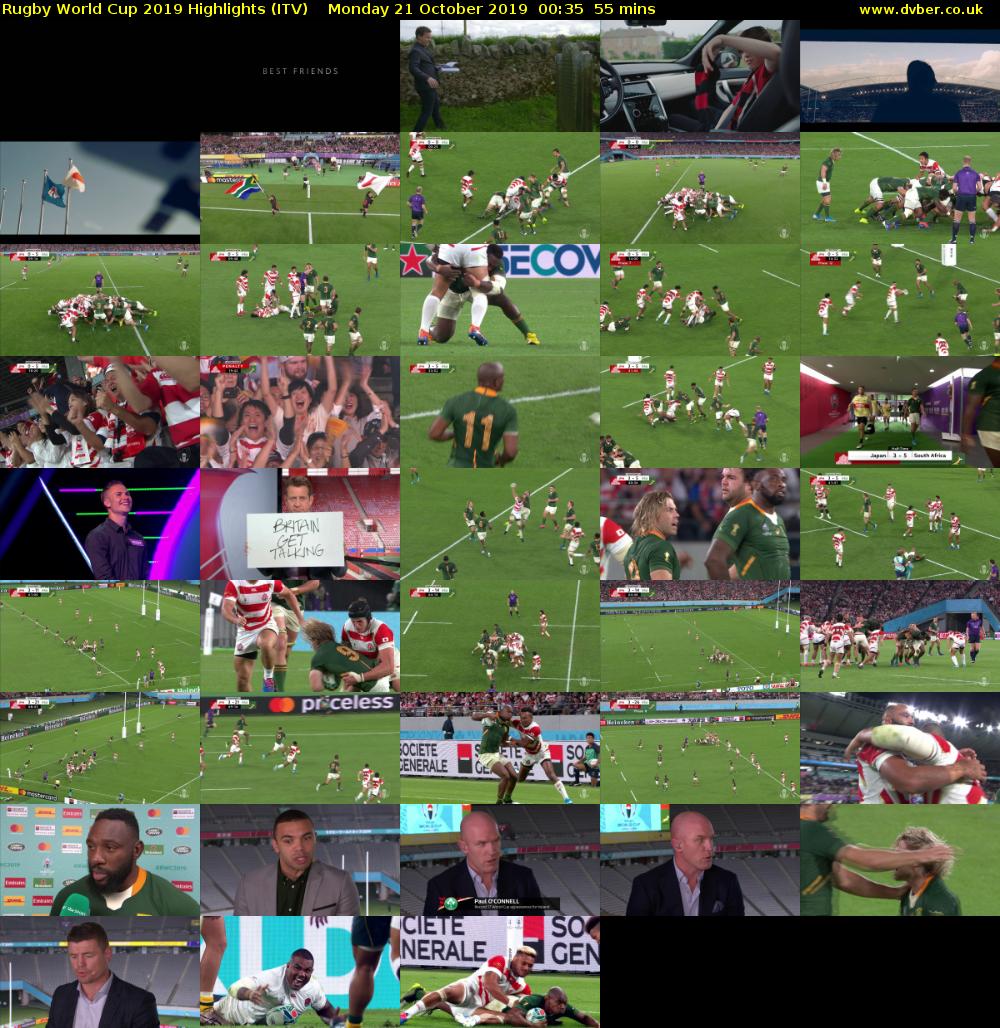 Rugby World Cup 2019 Highlights (ITV) Monday 21 October 2019 00:35 - 01:30