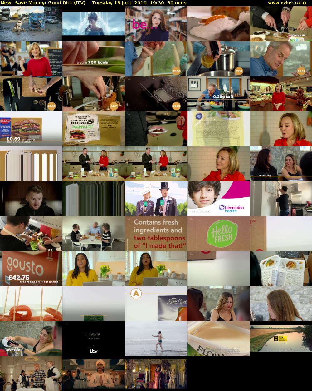 Save Money: Good Diet (ITV) Tuesday 18 June 2019 19:30 - 20:00