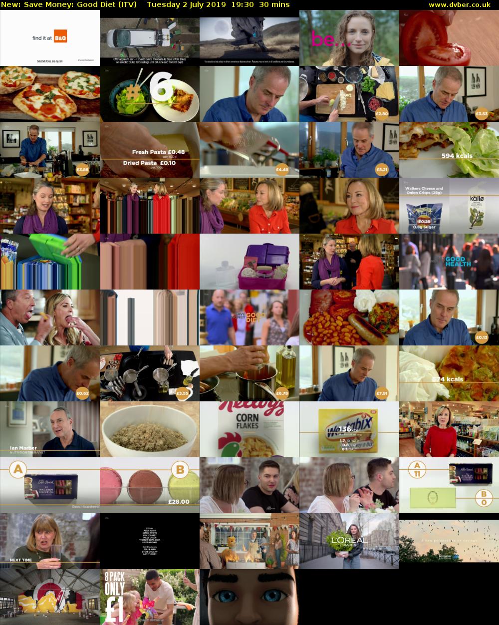 Save Money: Good Diet (ITV) Tuesday 2 July 2019 19:30 - 20:00