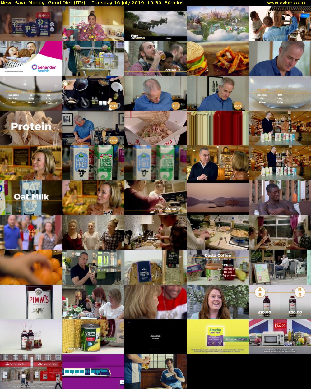 Save Money: Good Diet (ITV) Tuesday 16 July 2019 19:30 - 20:00