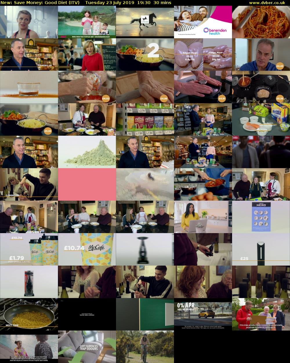 Save Money: Good Diet (ITV) Tuesday 23 July 2019 19:30 - 20:00