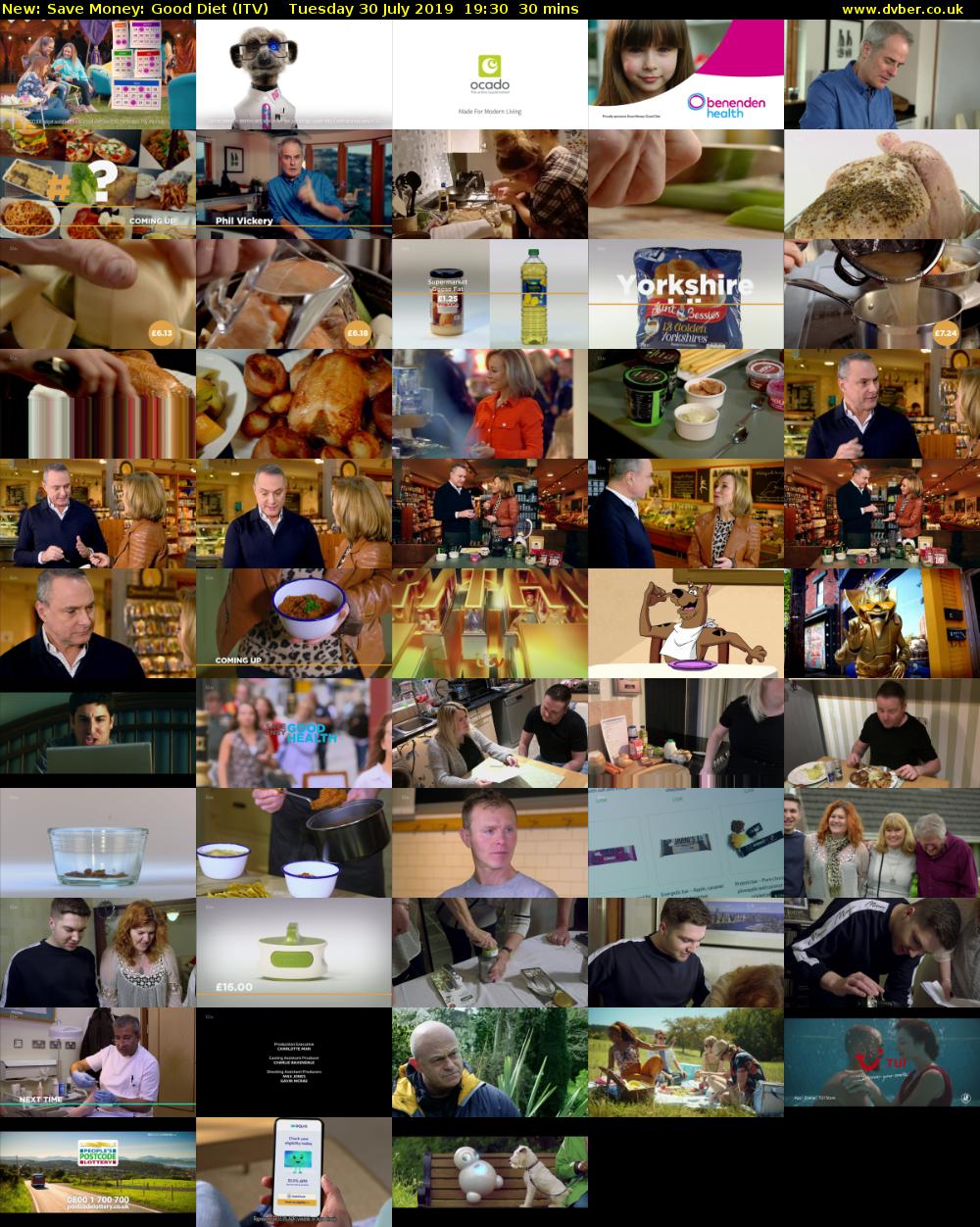Save Money: Good Diet (ITV) Tuesday 30 July 2019 19:30 - 20:00