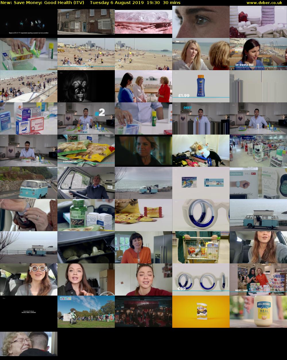 Save Money: Good Health (ITV) Tuesday 6 August 2019 19:30 - 20:00
