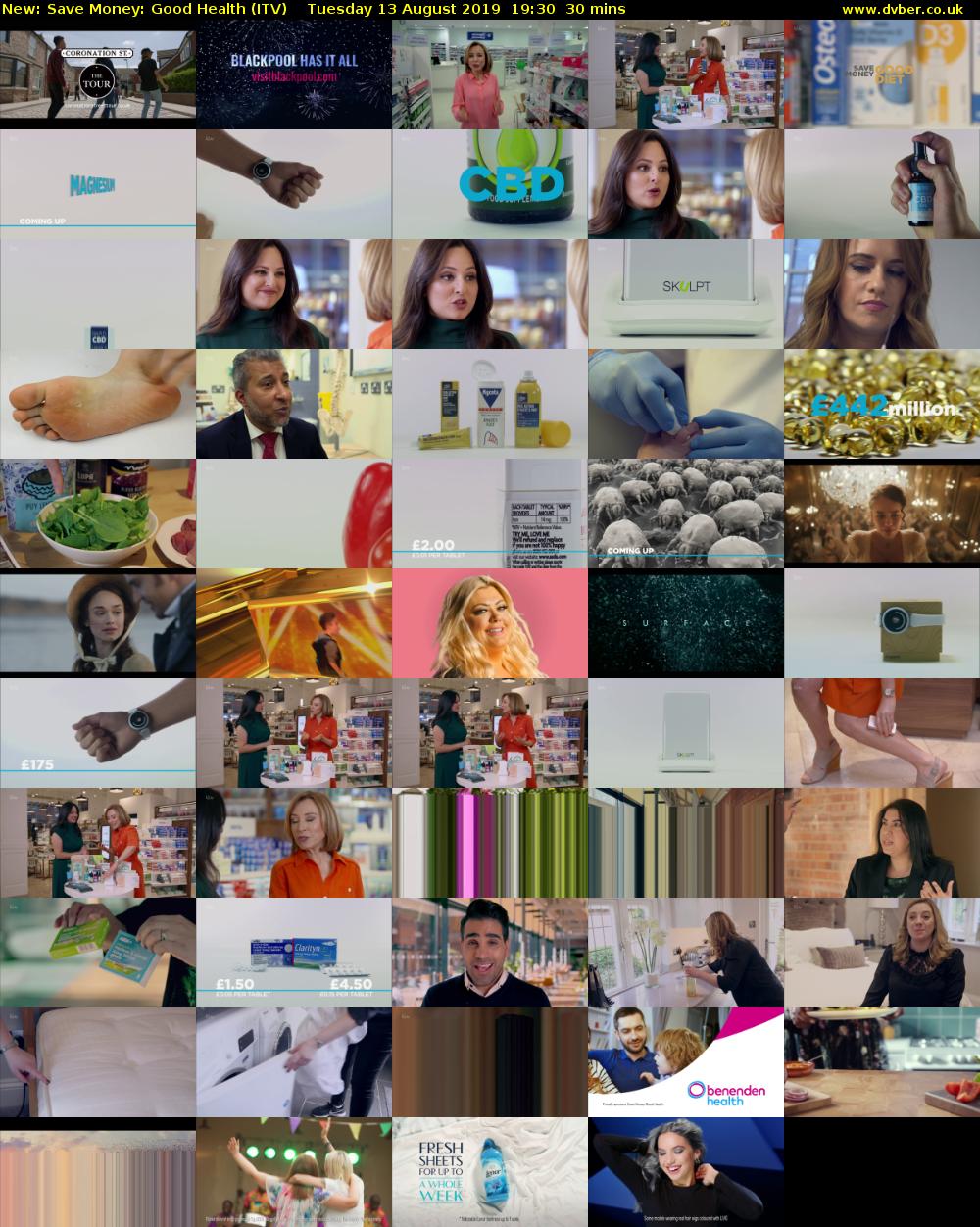 Save Money: Good Health (ITV) Tuesday 13 August 2019 19:30 - 20:00