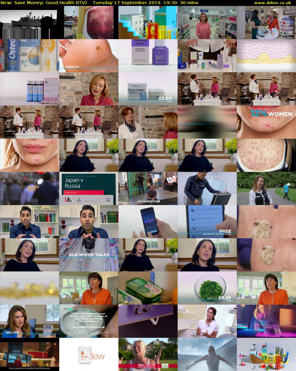 Save Money: Good Health (ITV) Tuesday 17 September 2019 19:30 - 20:00