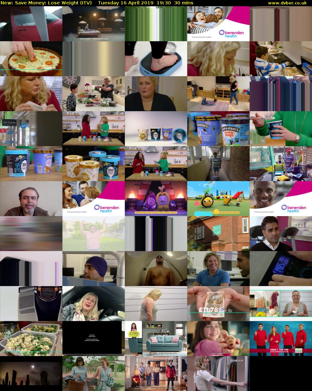 Save Money: Lose Weight (ITV) Tuesday 16 April 2019 19:30 - 20:00