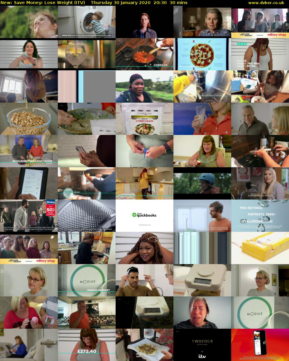 Save Money: Lose Weight (ITV) Thursday 30 January 2020 20:30 - 21:00
