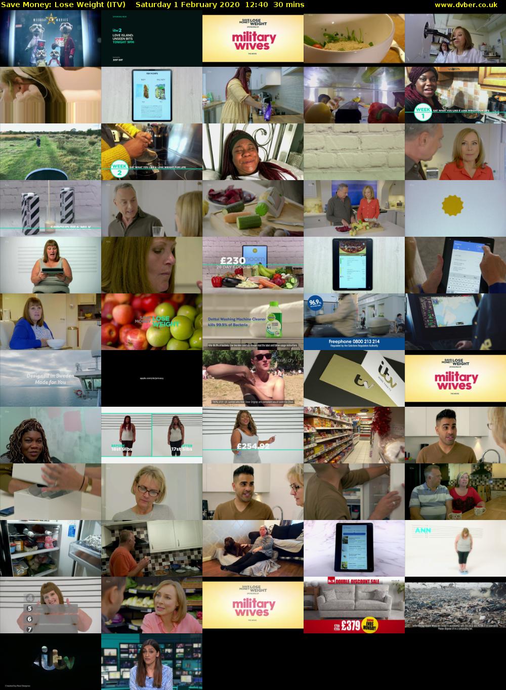 Save Money: Lose Weight (ITV) Saturday 1 February 2020 12:40 - 13:10