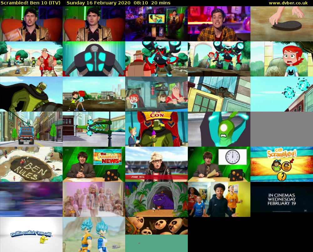 Scrambled! Ben 10 (ITV) Sunday 16 February 2020 08:10 - 08:30