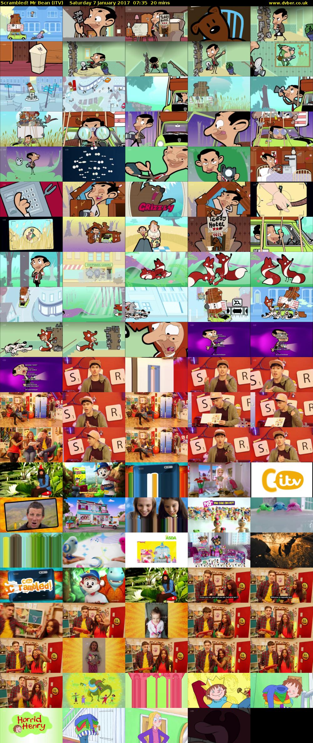 Scrambled! Mr Bean (ITV) Saturday 7 January 2017 07:35 - 07:55