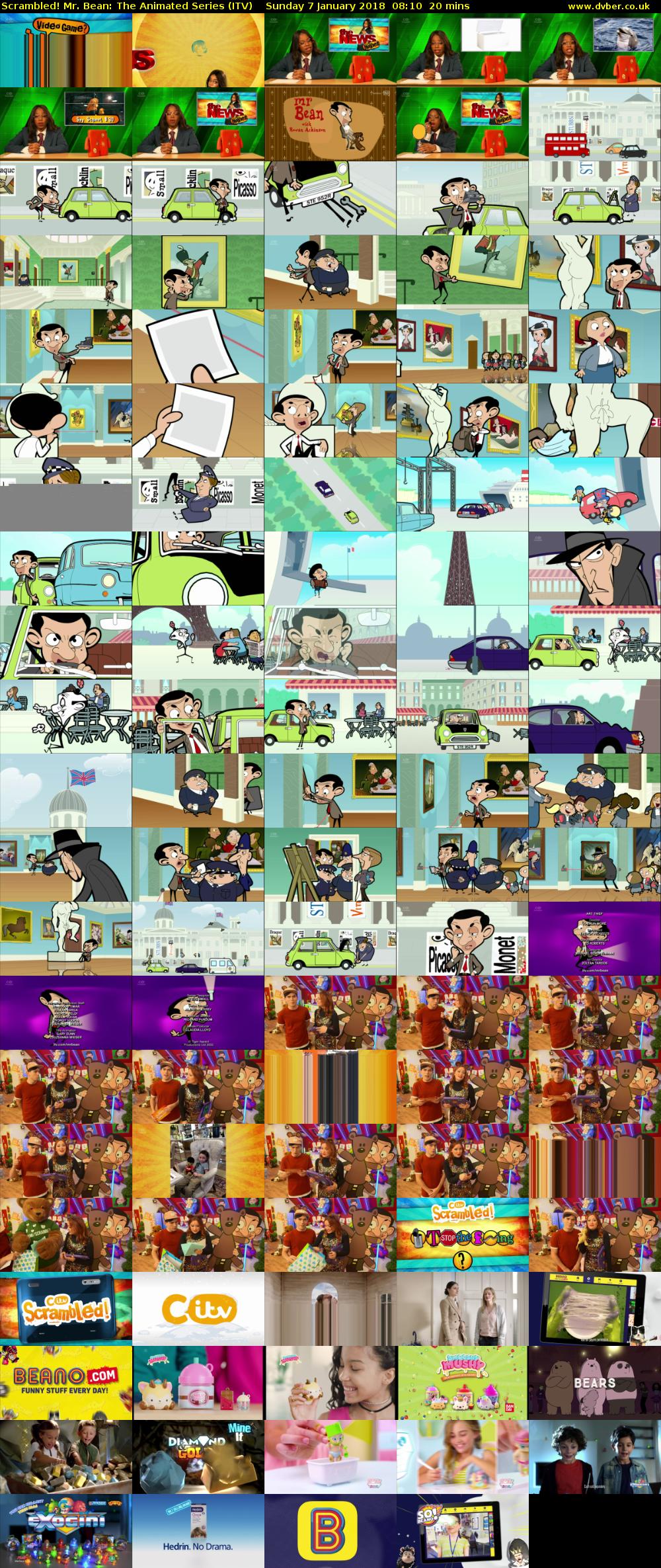 Scrambled! Mr. Bean: The Animated Series (ITV) Sunday 7 January 2018 08:10 - 08:30