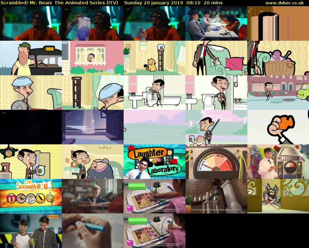 Scrambled! Mr. Bean: The Animated Series (ITV) Sunday 20 January 2019 08:10 - 08:30