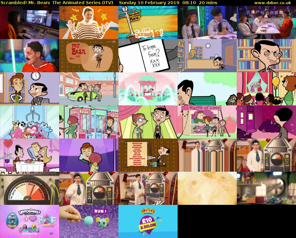 Scrambled! Mr. Bean: The Animated Series (ITV) Sunday 10 February 2019 08:10 - 08:30