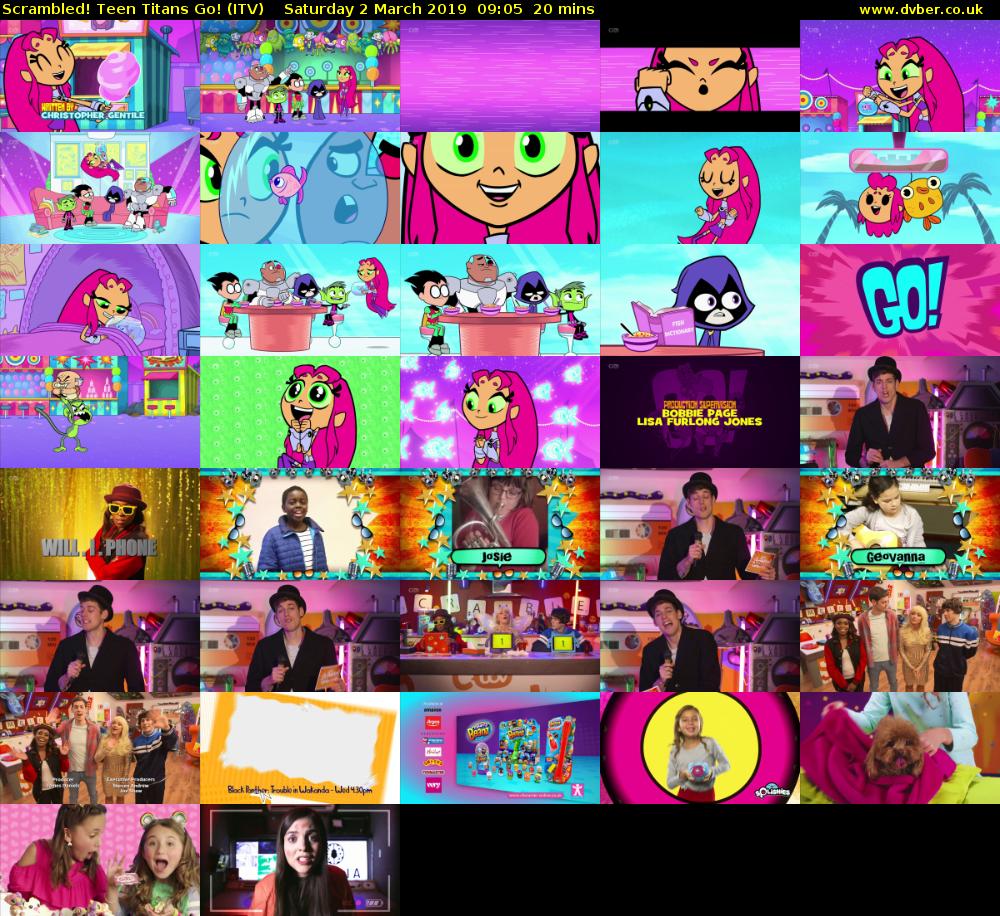 Scrambled! Teen Titans Go! (ITV) Saturday 2 March 2019 09:05 - 09:25