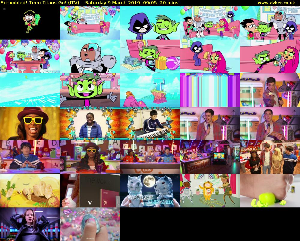 Scrambled! Teen Titans Go! (ITV) Saturday 9 March 2019 09:05 - 09:25