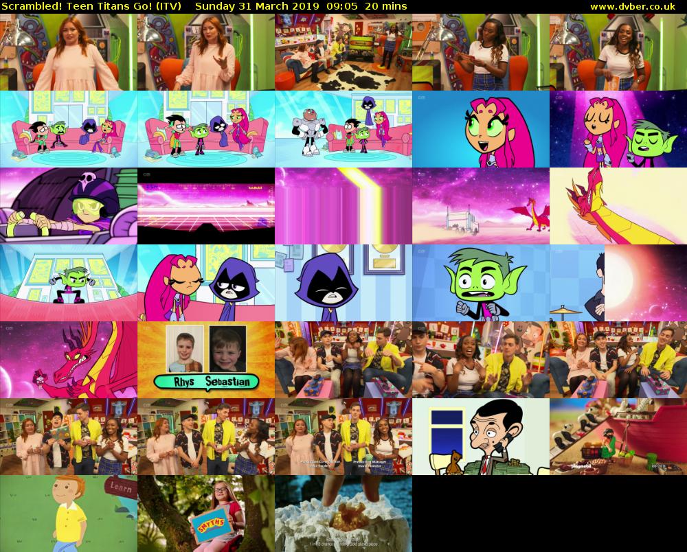 Scrambled! Teen Titans Go! (ITV) Sunday 31 March 2019 09:05 - 09:25
