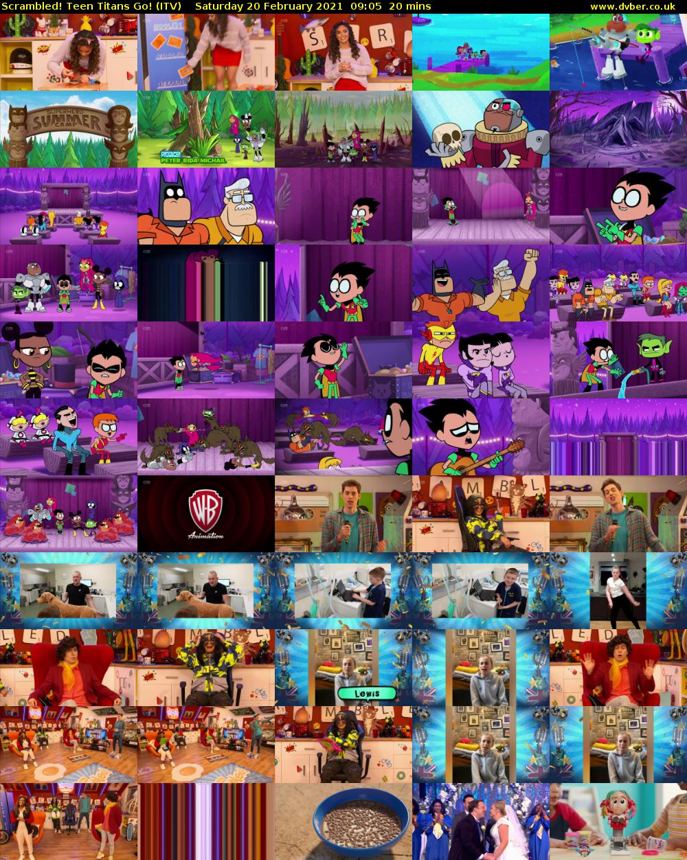 Scrambled! Teen Titans Go! (ITV) Saturday 20 February 2021 09:05 - 09:25