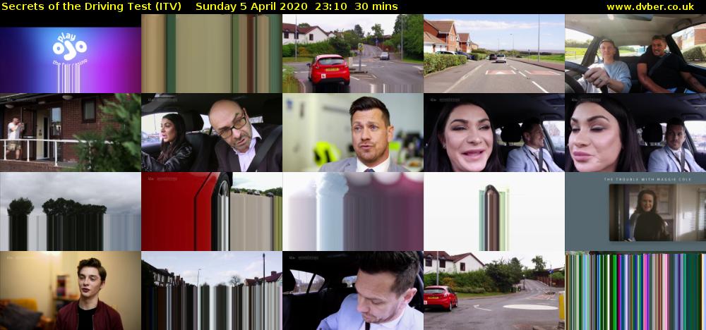 Secrets of the Driving Test (ITV) Sunday 5 April 2020 23:10 - 23:40