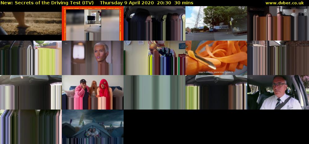 Secrets of the Driving Test (ITV) Thursday 9 April 2020 20:30 - 21:00