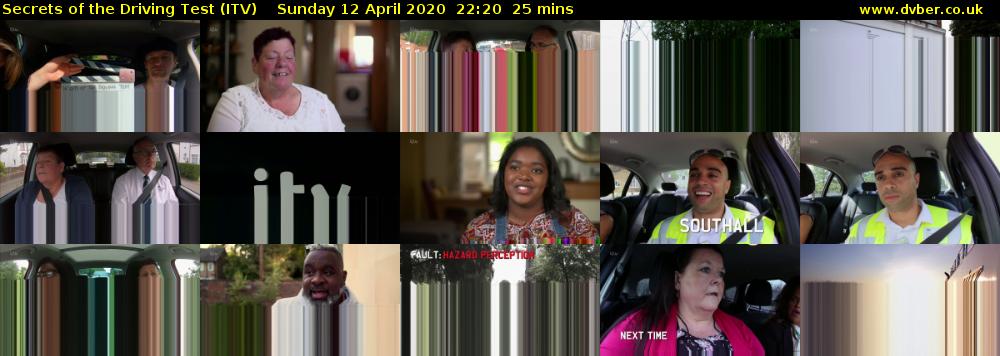 Secrets of the Driving Test (ITV) Sunday 12 April 2020 22:20 - 22:45